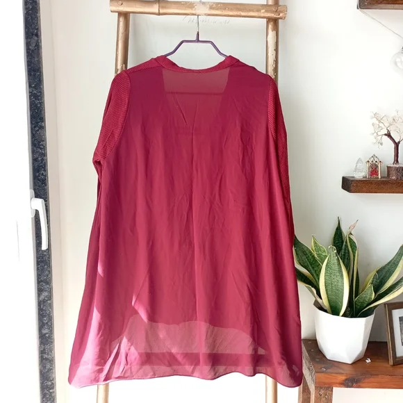 Maroon Sheer and Fineknit Top - Picture 9 of 11